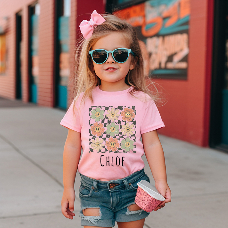 Personalized Girls Retro Flower T-Shirt| Cloth1422