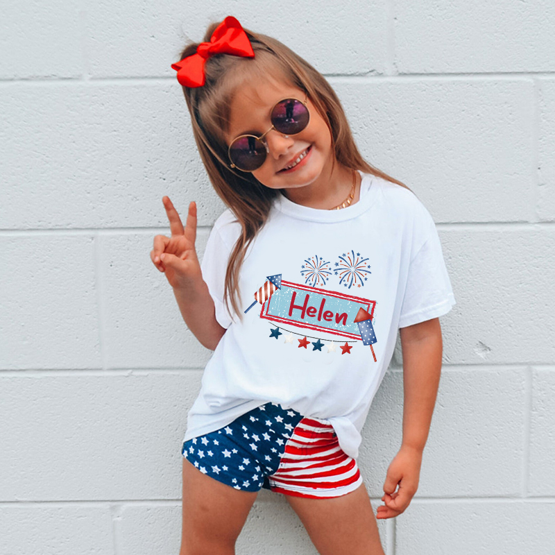 Personalized Kid 4th Of July Firework Independence T-Shirt| Cloth1452