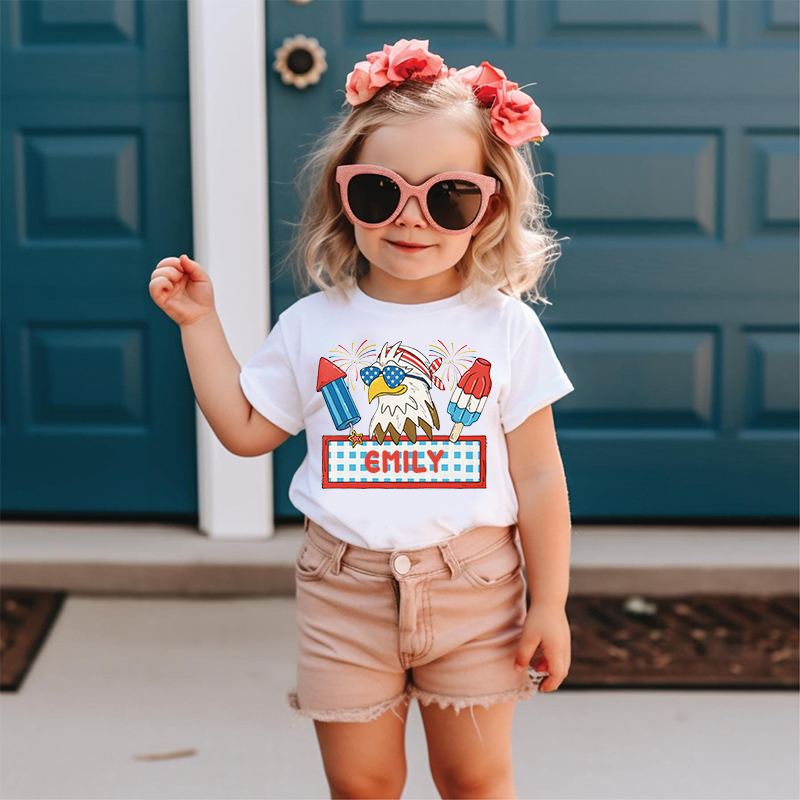 Personalized Kid 4th Of July Eagle Firework Independence T-Shirt| Cloth1461