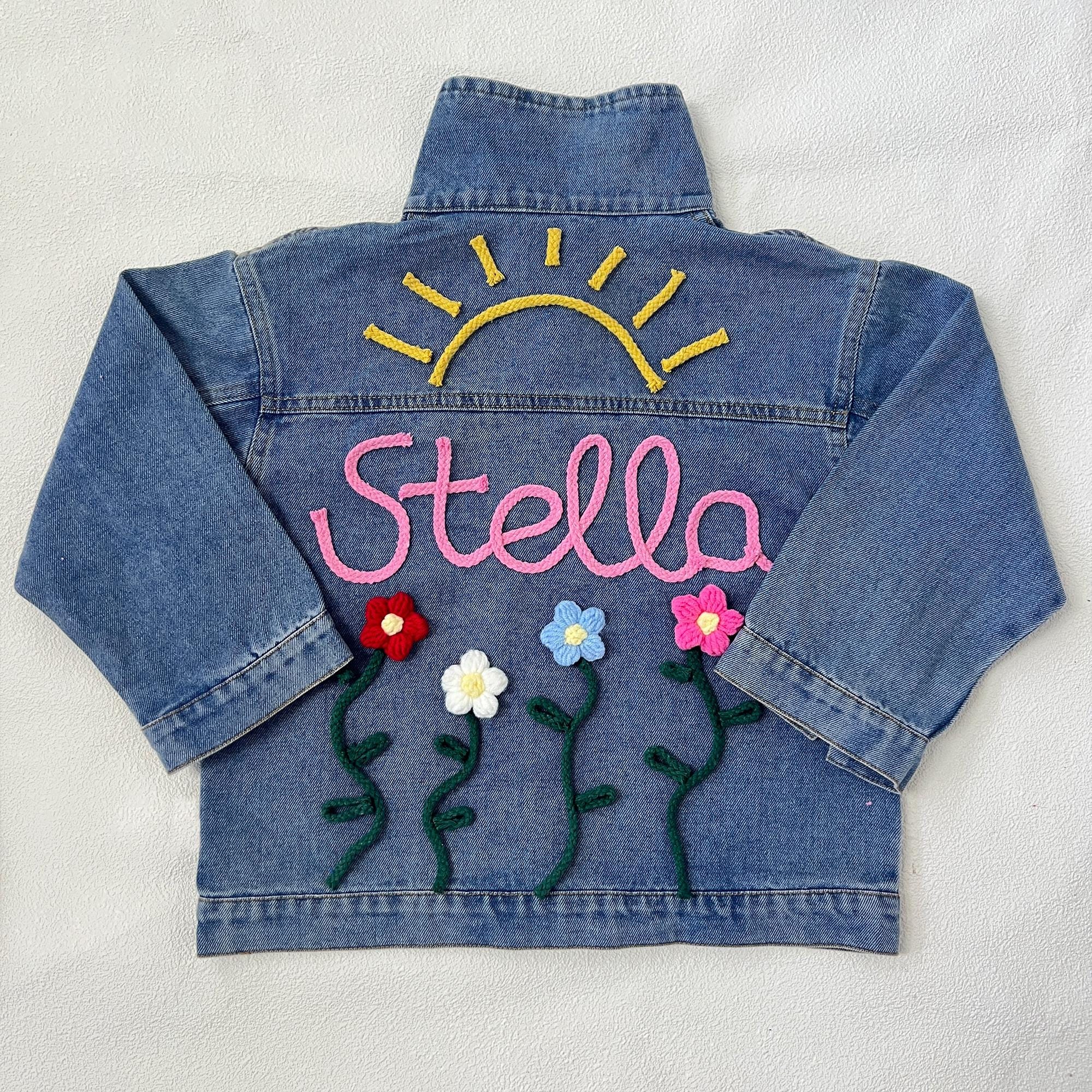 Personalized Kid Hand Knitted Denim Jacket| Cloth217
