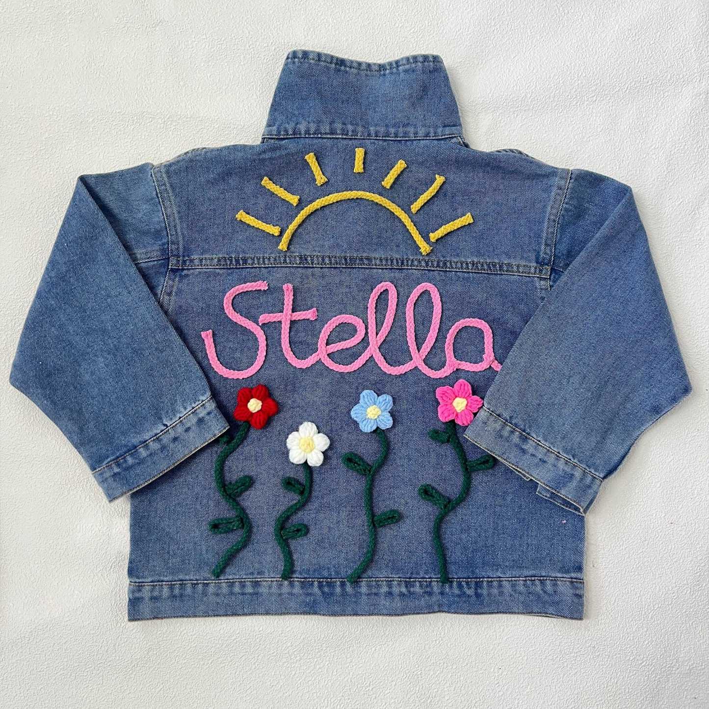 Personalized Kid Hand Knitted Denim Jacket| Cloth217
