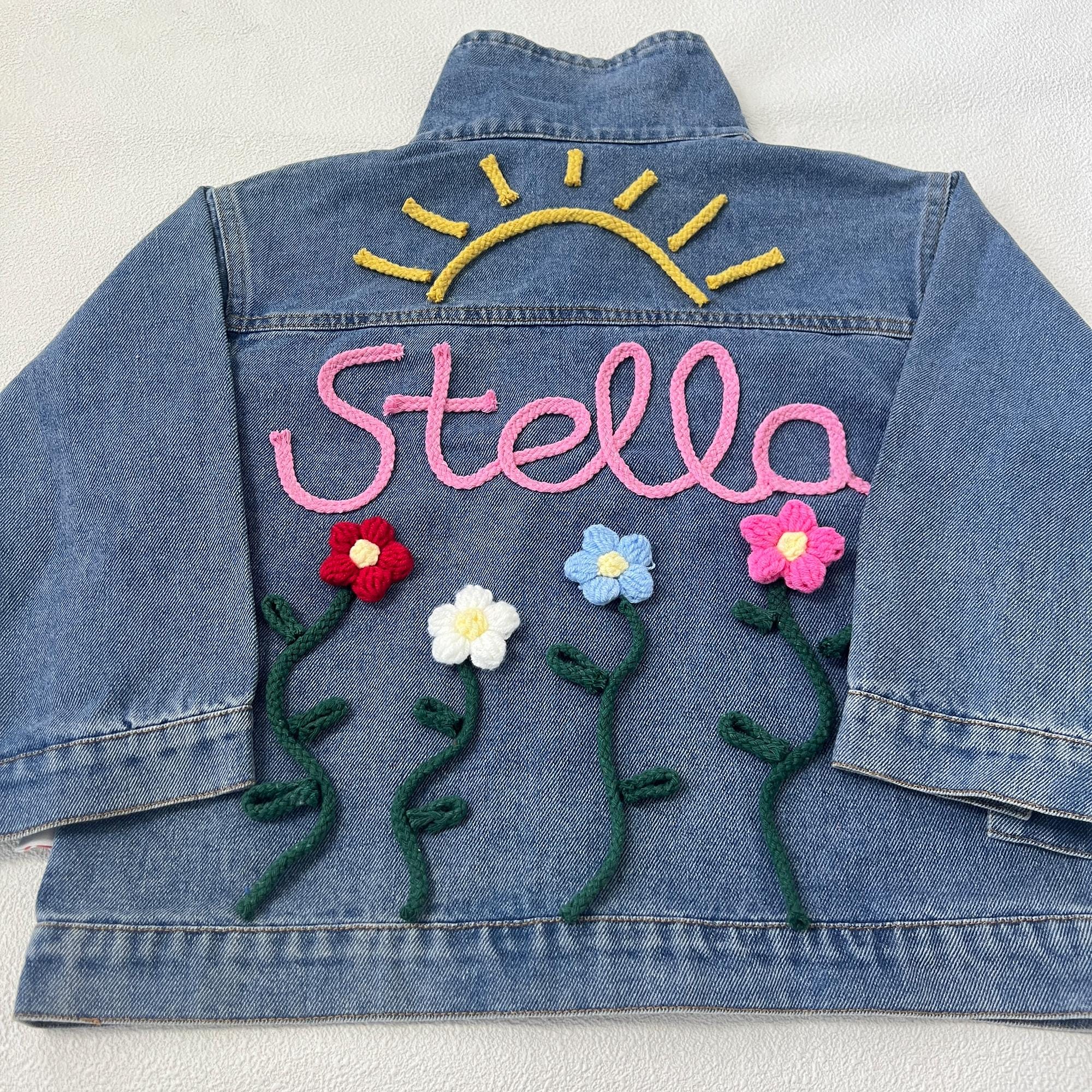 Personalized Kid Hand Knitted Denim Jacket| Cloth217