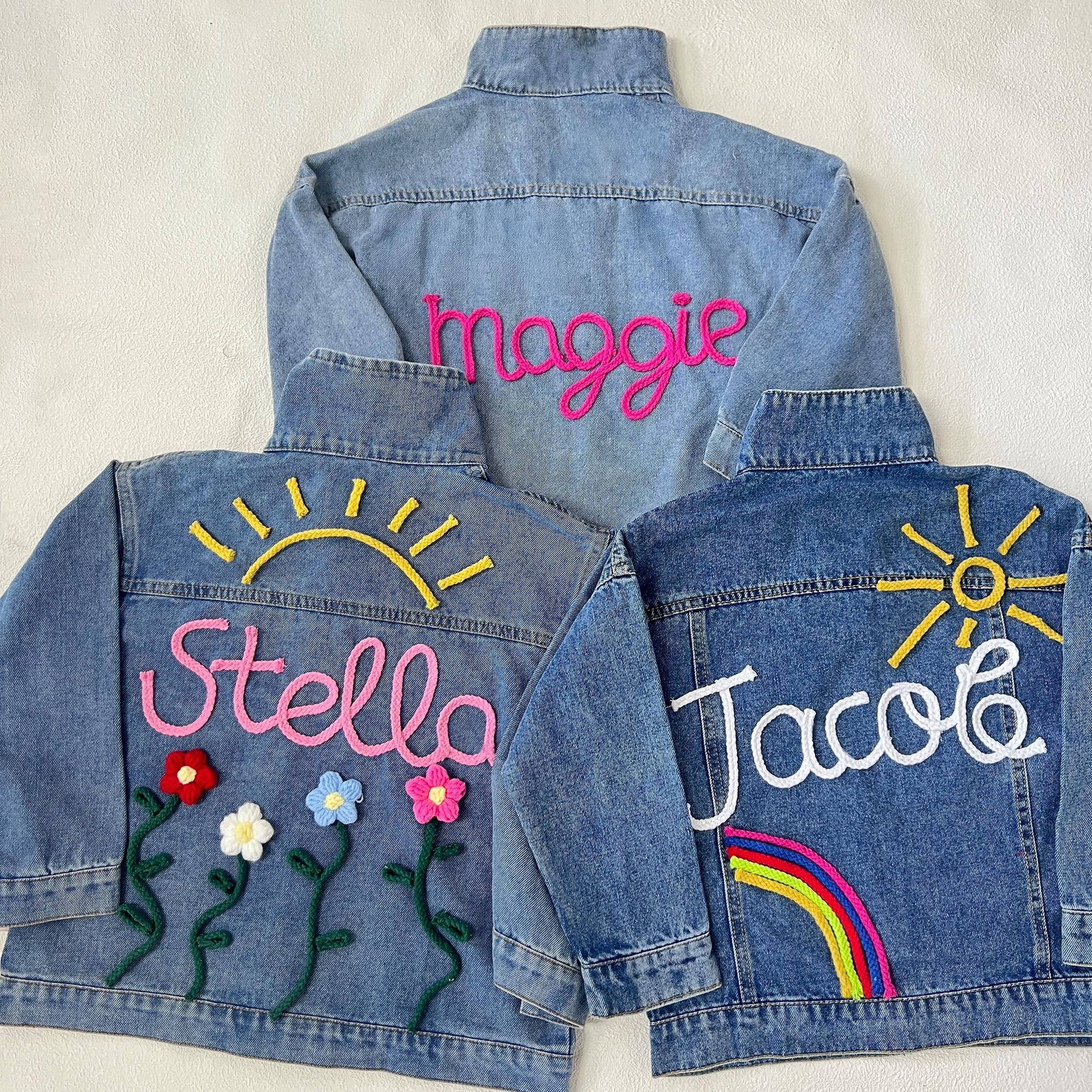 Personalized Kid Hand Knitted Denim Jacket| Cloth217