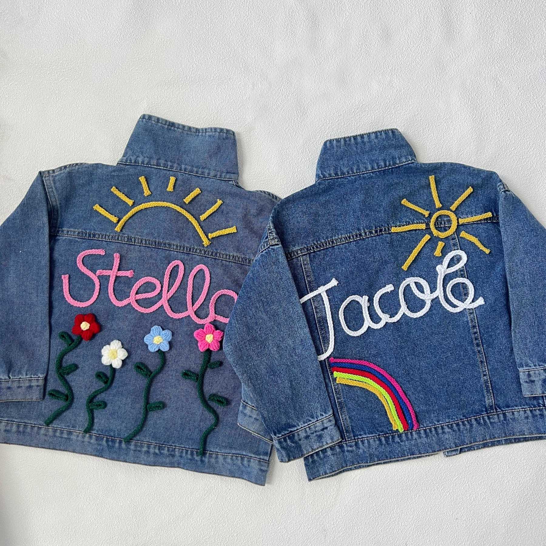 Personalized Kid Hand Knitted Denim Jacket| Cloth217