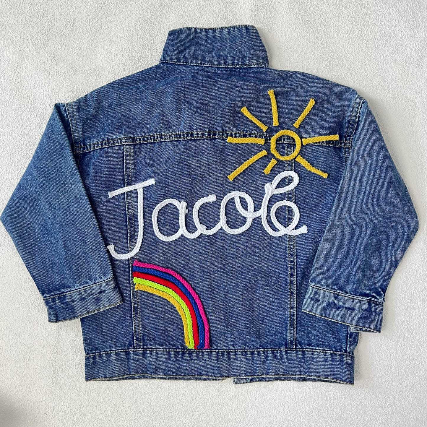 Personalized Kid Hand Knitted Denim Jacket| Cloth217