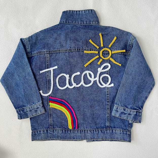Personalized Kid Hand Knitted Denim Jacket| Cloth217