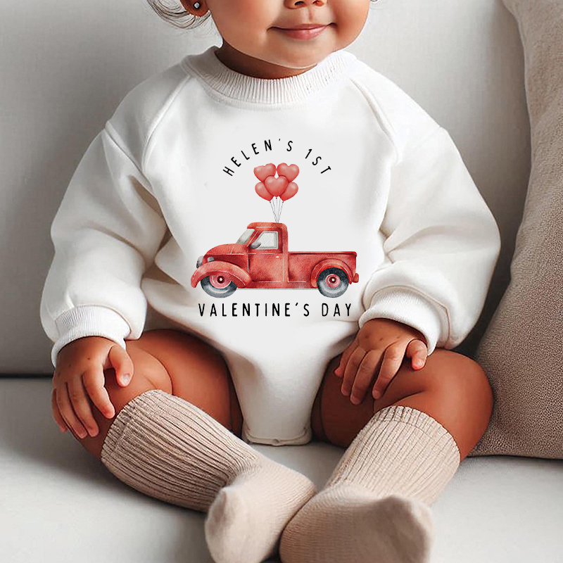 Personalized Baby First Valentines Day Sweatshirt Romper| YESVa04
