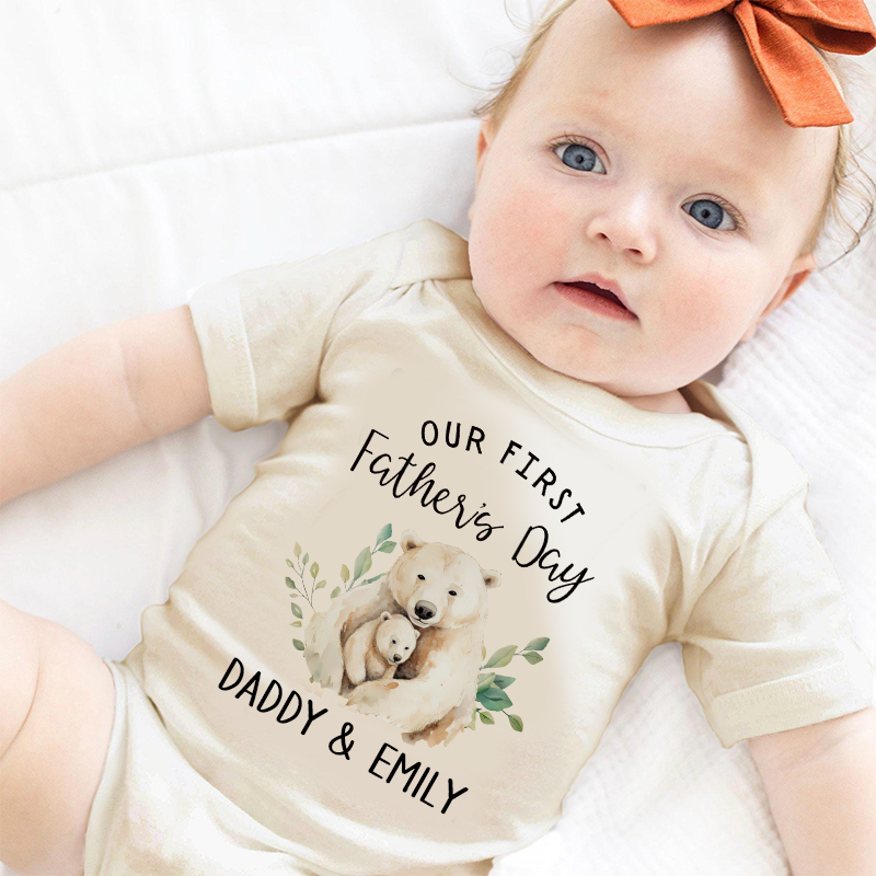 Personalized Happy First Father's Day Baby Cozy Onesie| BBcloth2228
