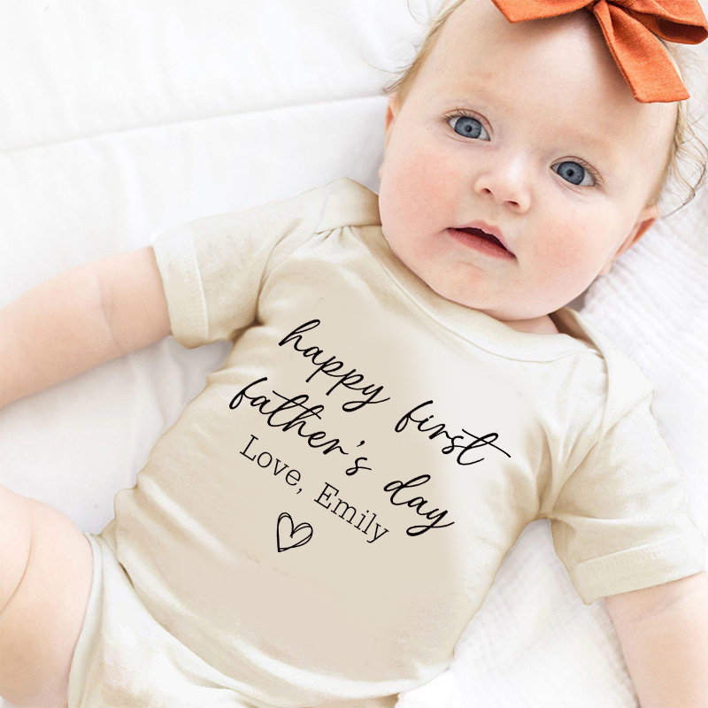 Personalized Happy First Father's Day Baby Cozy Onesie| BBcloth2229