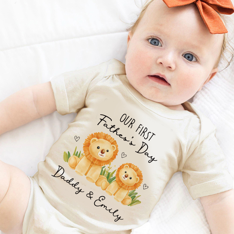 Personalized Our First Father's Day Baby Cozy Onesie| BBcloth2230