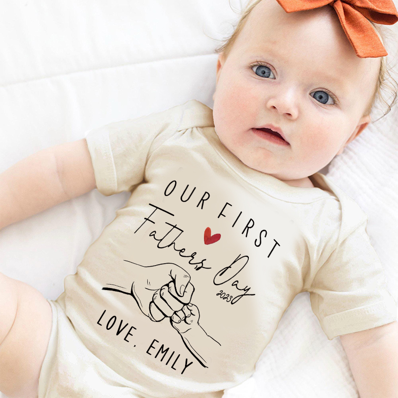 Personalized Our First Father's Day Baby Cozy Onesie| BBcloth2232