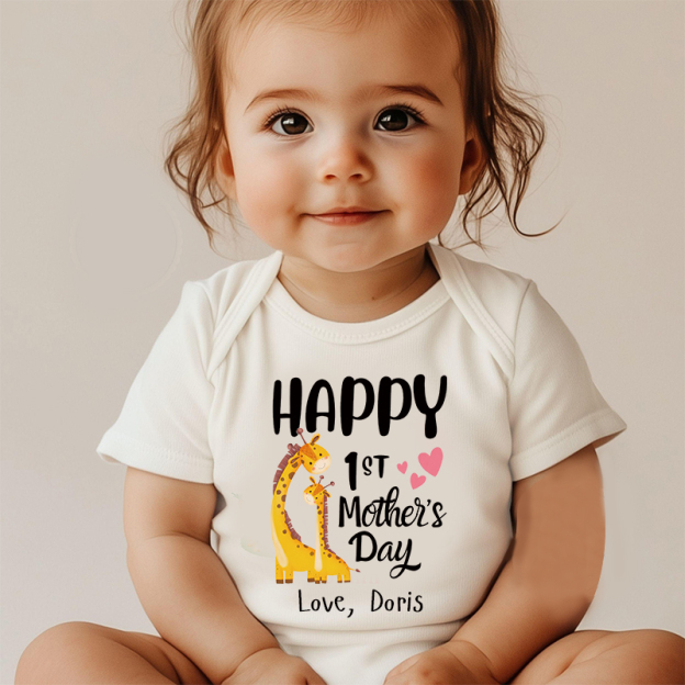 Personalized Happy 1st Mother’s Day Baby Cozy Onesie| BBcloth2214