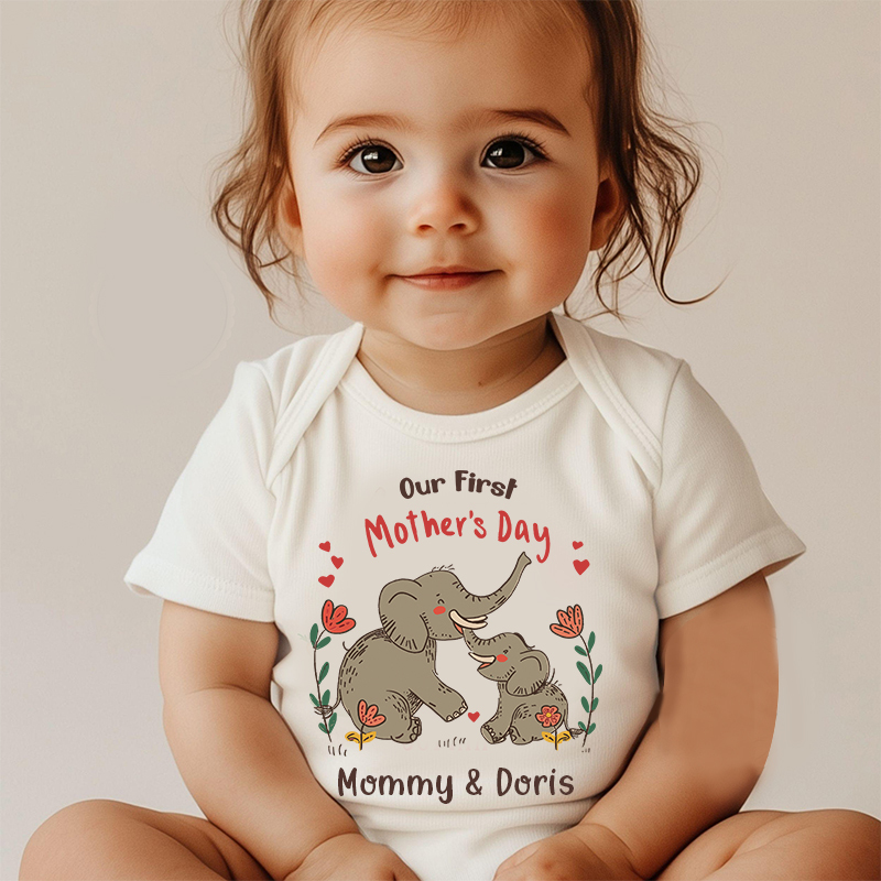 Personalized Our First Mother's Day Baby Cozy Onesie| BBcloth2215