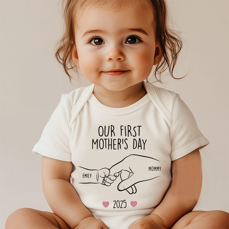 Personalized Our First Mother's Day Baby Cozy Onesie| BBcloth2216