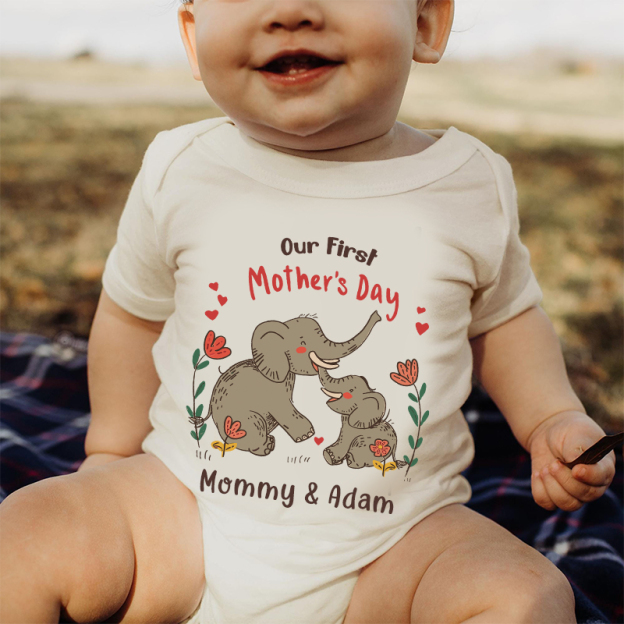 Personalized Our First Mother's Day Baby Cozy Onesie| BBcloth2215