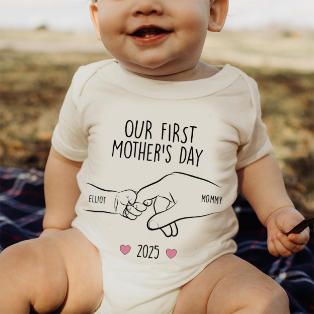 Personalized Our First Mother's Day Baby Cozy Onesie| BBcloth2216