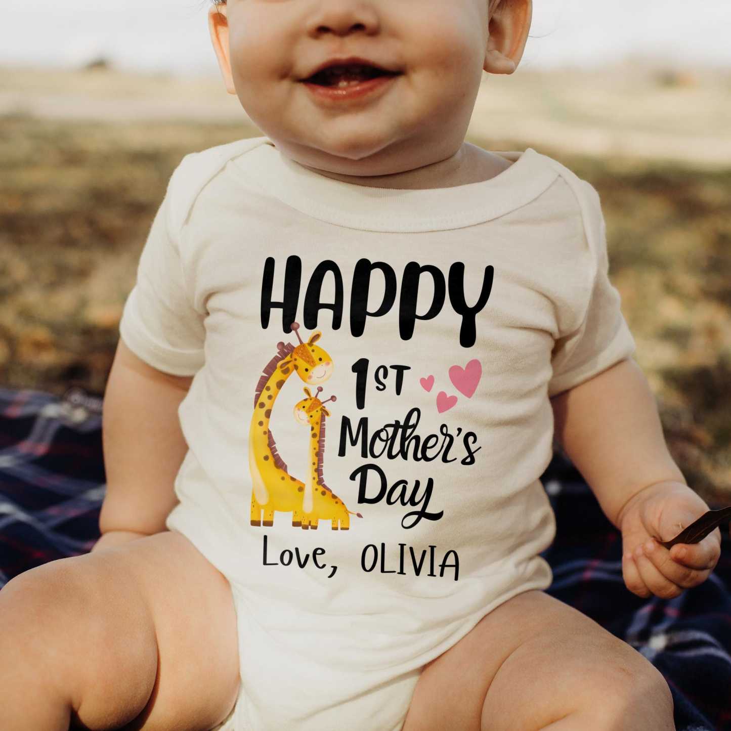 Personalized Happy 1st Mother’s Day Baby Cozy Onesie| BBcloth2214