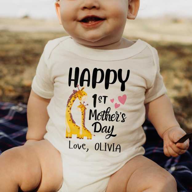 Personalized Happy 1st Mother’s Day Baby Cozy Onesie| BBcloth2214
