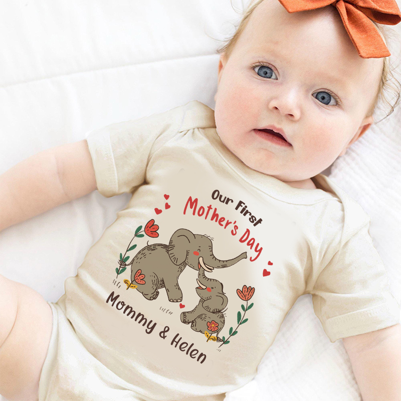 Personalized Our First Mother's Day Baby Cozy Onesie| BBcloth2215