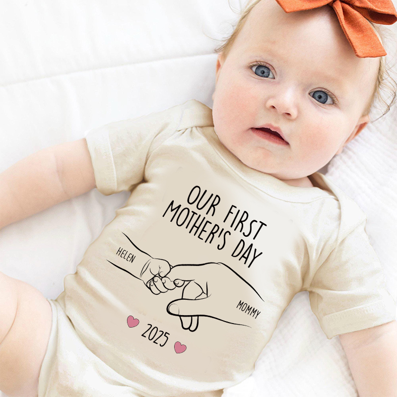 Personalized Our First Mother's Day Baby Cozy Onesie| BBcloth2216