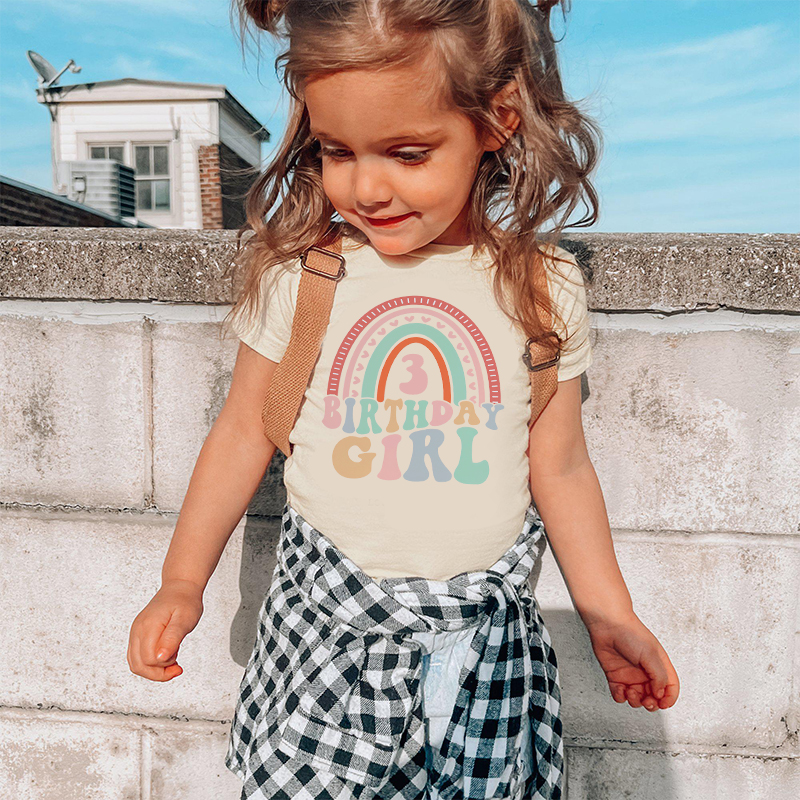 Personalized Girl Retro Rainbow Cozy T-Shirt| Cloth1442