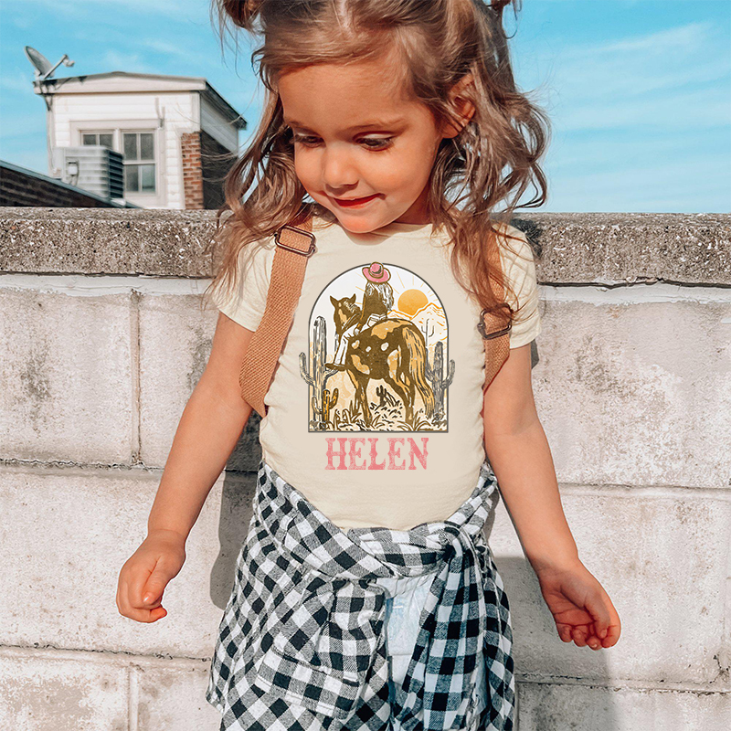 Personalized Retro Pink Cowgirl Cozy T-Shirt| Cloth1443