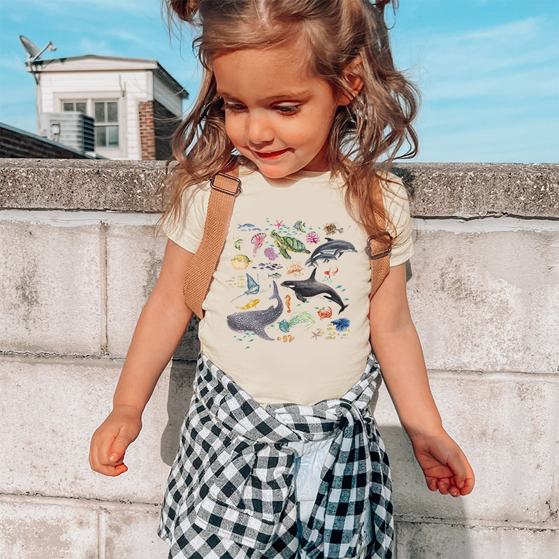 Personalized Kid Cute Sea Life Watercolor T-Shirt| Cloth1444