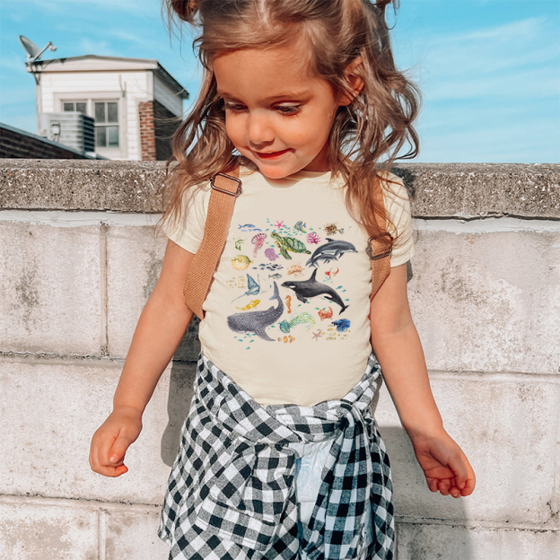 Personalized Kid Cute Sea Life Watercolor T-Shirt| Cloth1444