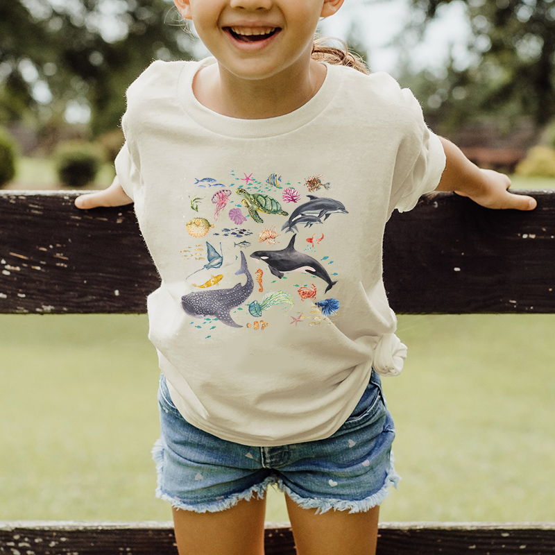Personalized Kid Cute Sea Life Watercolor T-Shirt| Cloth1444