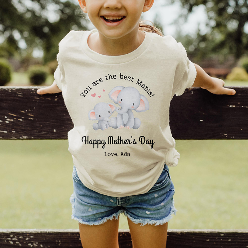 Personalized Mother’s Day  Girl Cute Elephant T-Shirt| Cloth1440