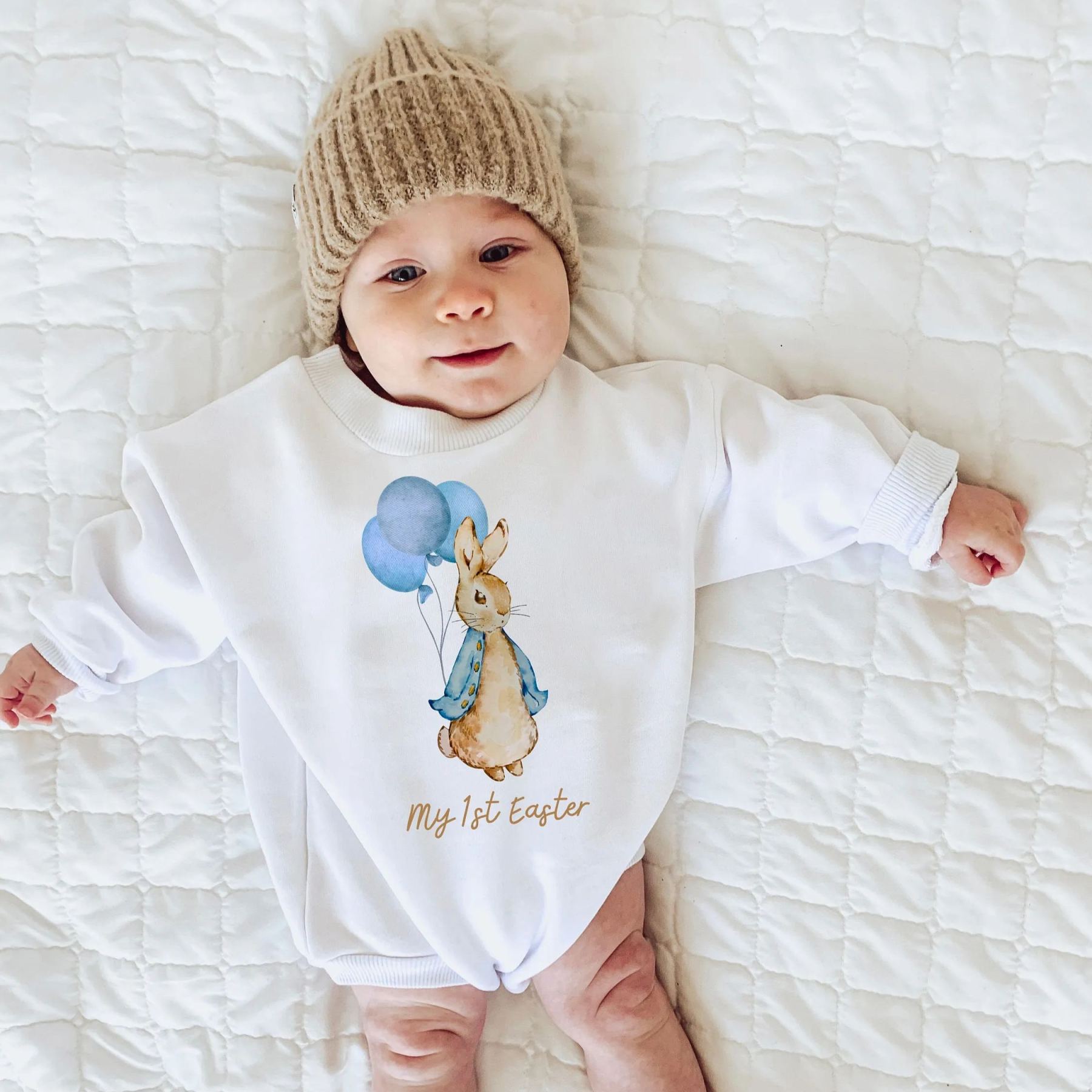 Personalized Baby's First Rabbit Sweatshirt Romper| BBcloth8202
