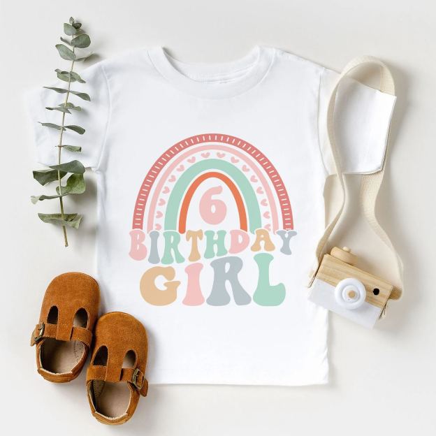 Personalized Girl Retro Rainbow Cozy T-Shirt| Cloth1442