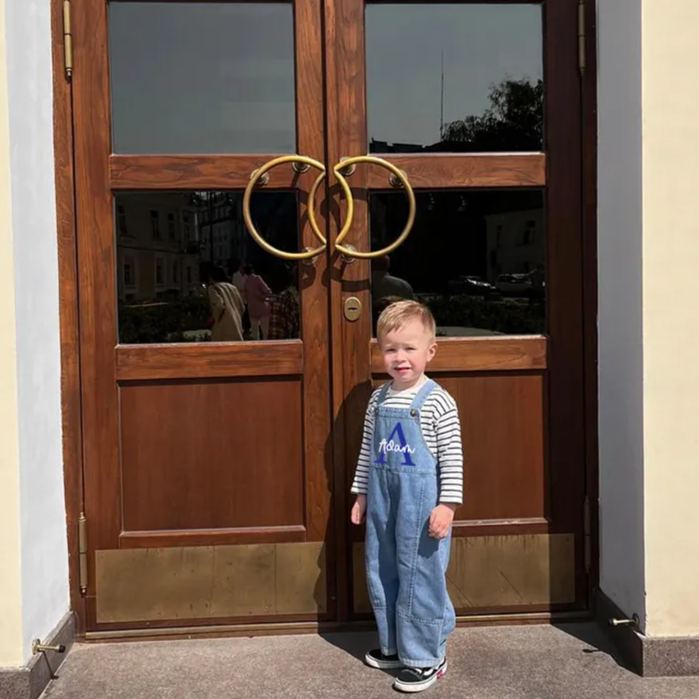 Personalized Kids Initial Oversized Denim Loose Overalls| Pants09