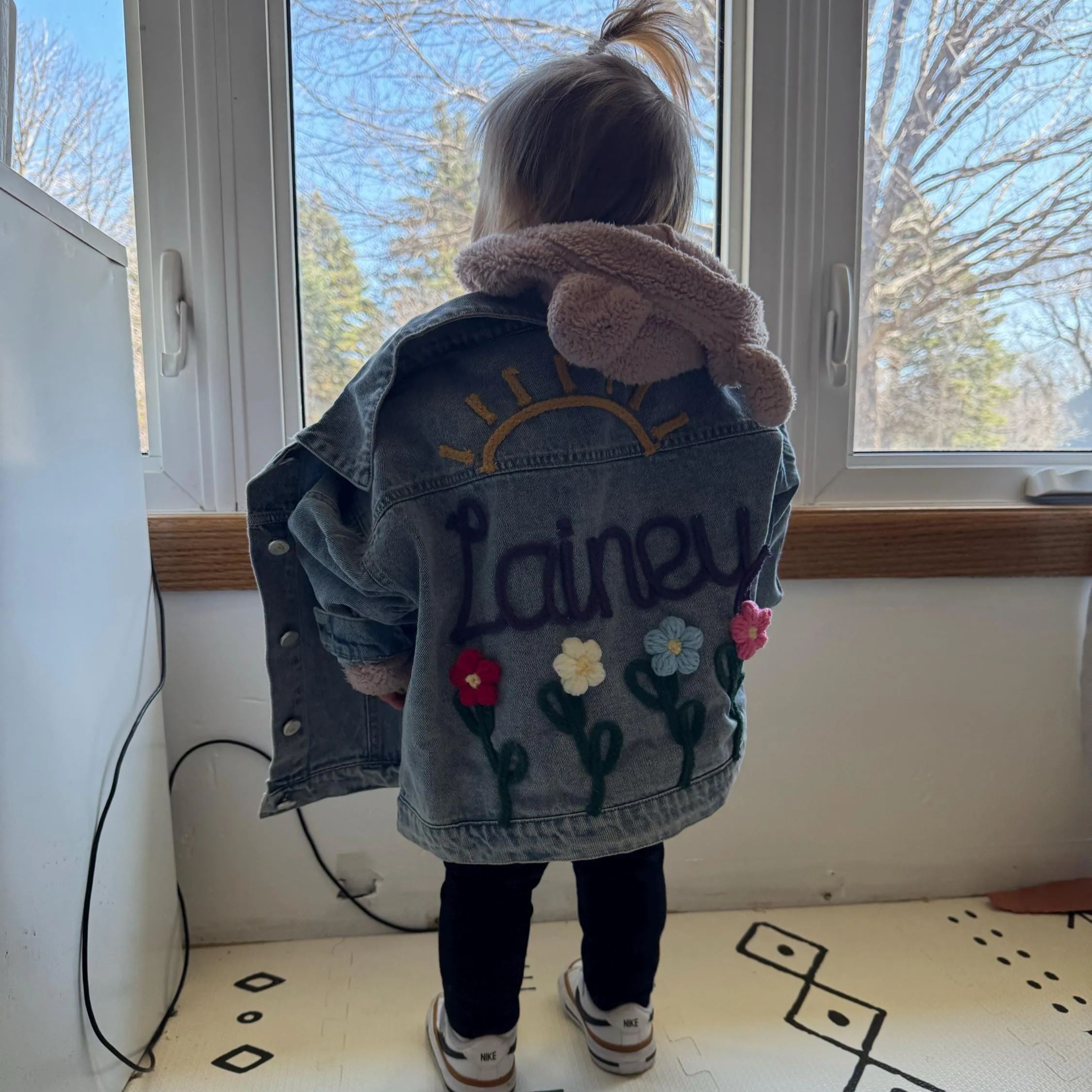 Personalized Kid Hand Knitted Denim Jacket| Cloth217