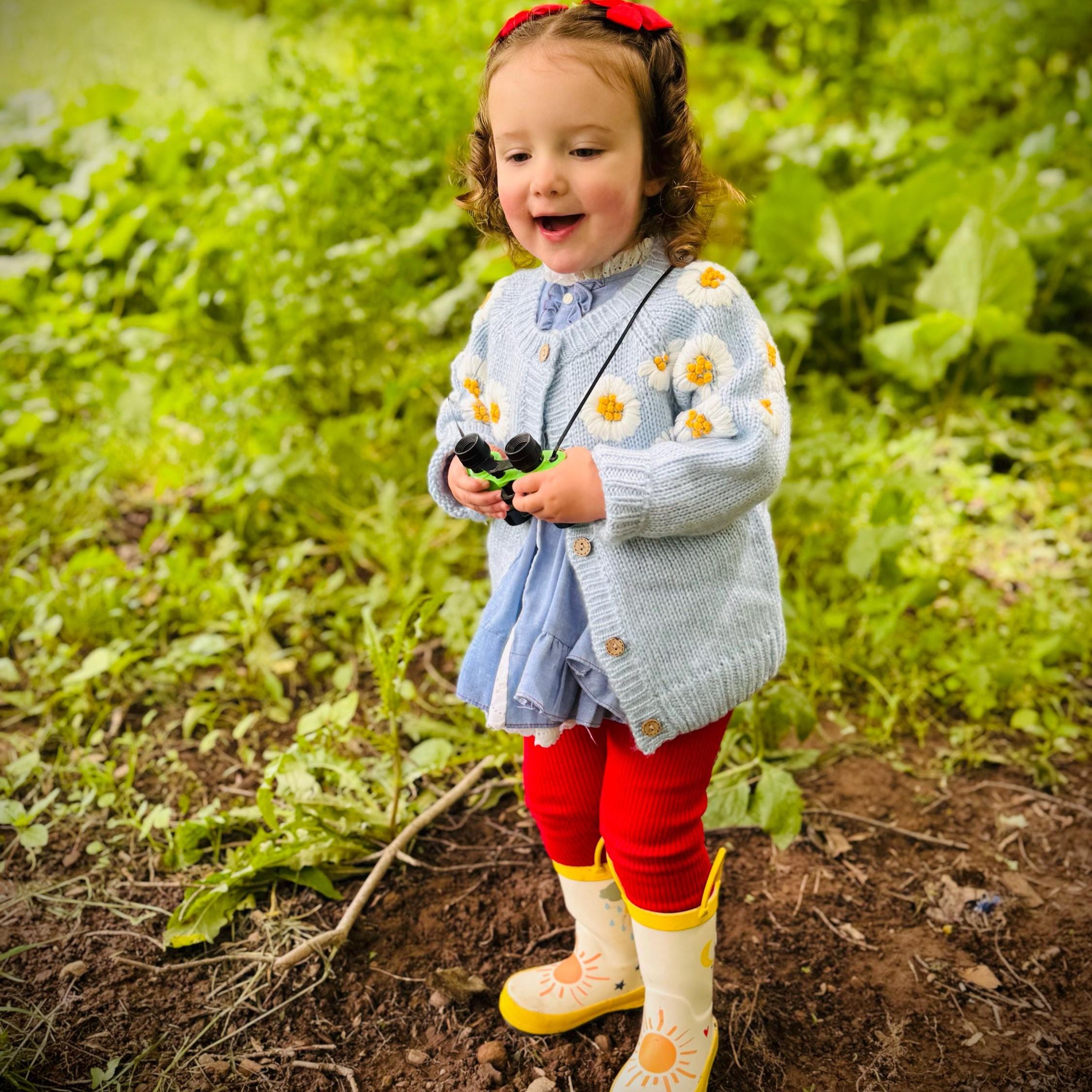 Personalized Baby Hand Embroidered Daisy Cardigan| Cloth241