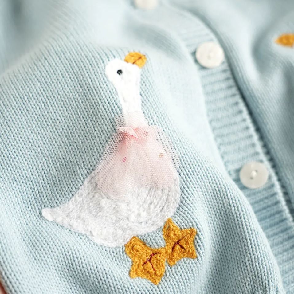 Personalized Girl Hand Embroidered Goose Cardigan| Cloth246