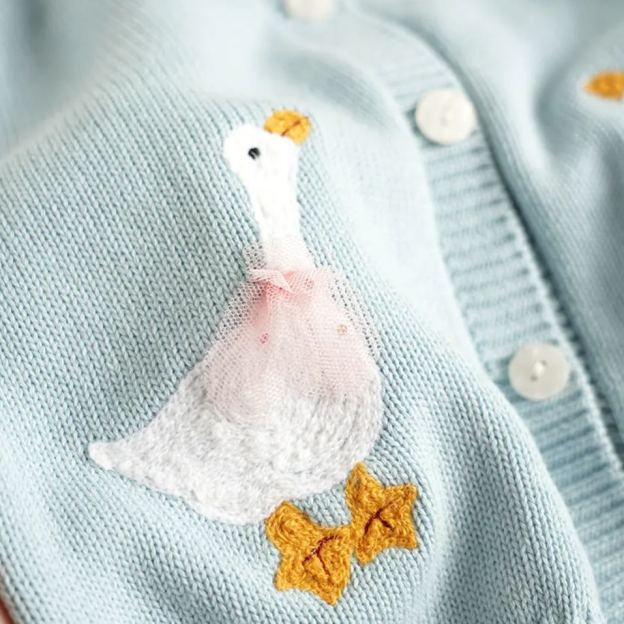 Personalized Girl Hand Embroidered Goose Cardigan| Cloth246
