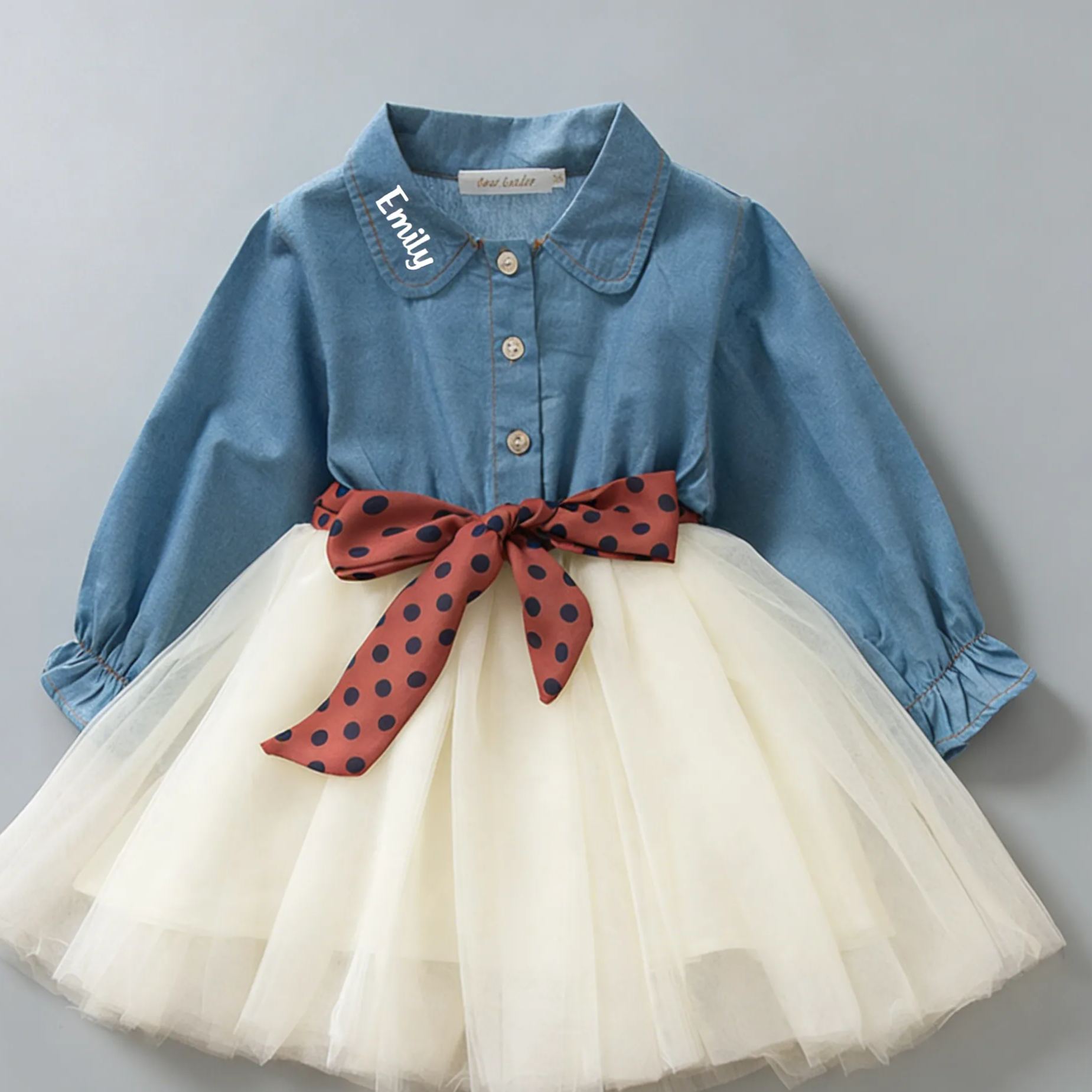 Personalized Girl Demin Tulle Dress| Dress46