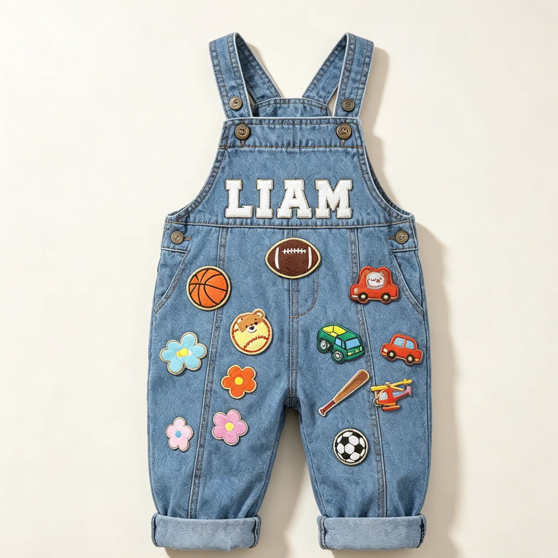 Personalized Kids Patch Oversized Denim Overalls| Pants59