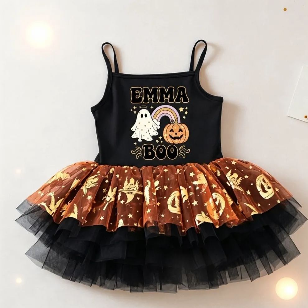 Personalized Girl Halloween Pumpkin Tutu Dress| YESHalloween11