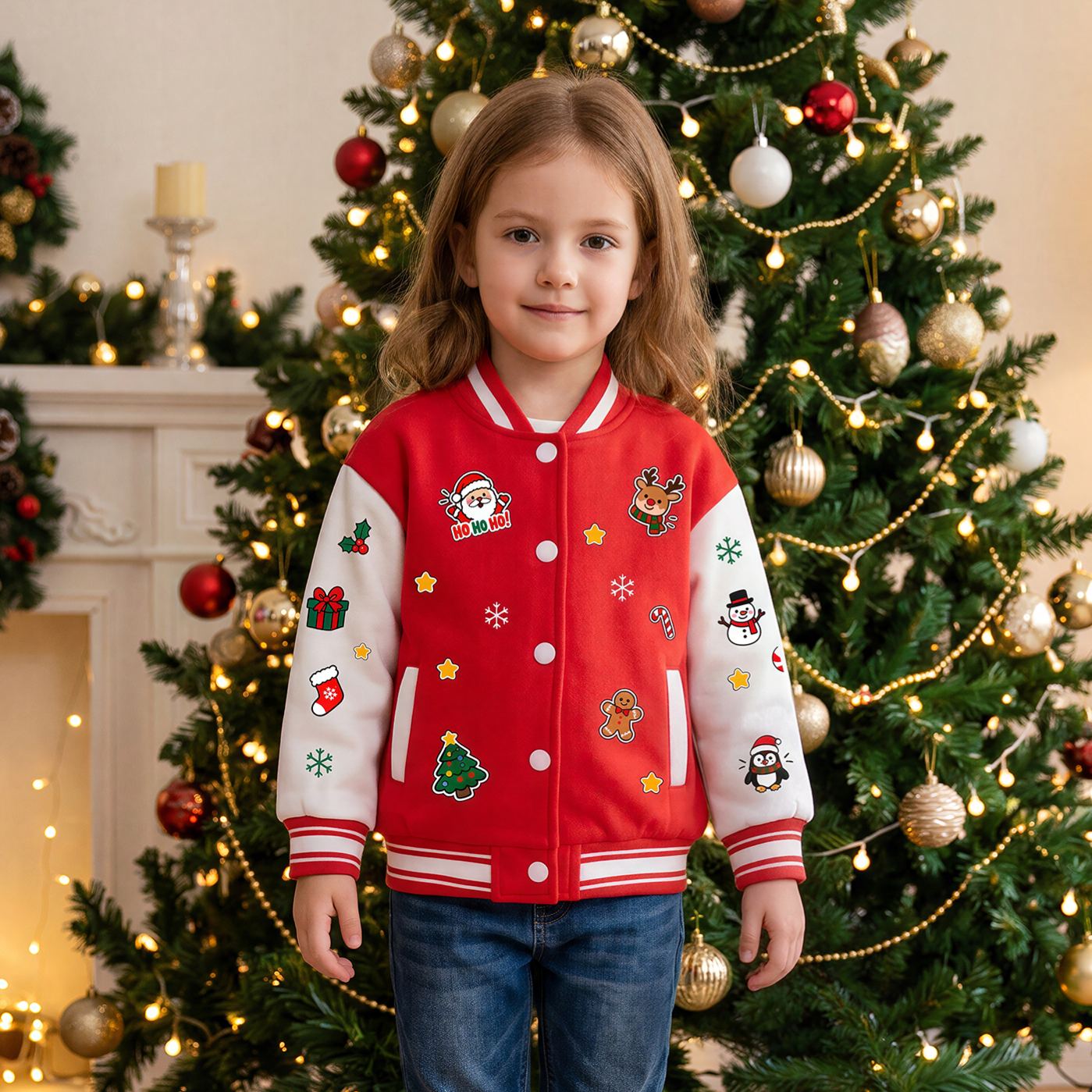 Personalized Christmas Varsity Jacket for Kids | YESMC39