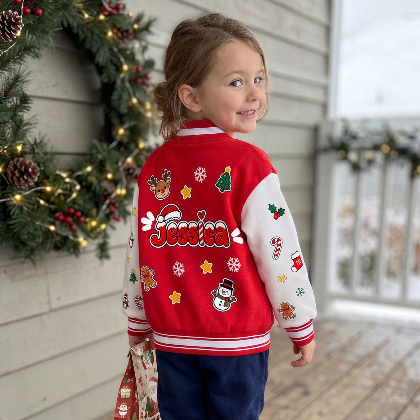 Personalized Christmas Varsity Jacket for Kids | YESMC39
