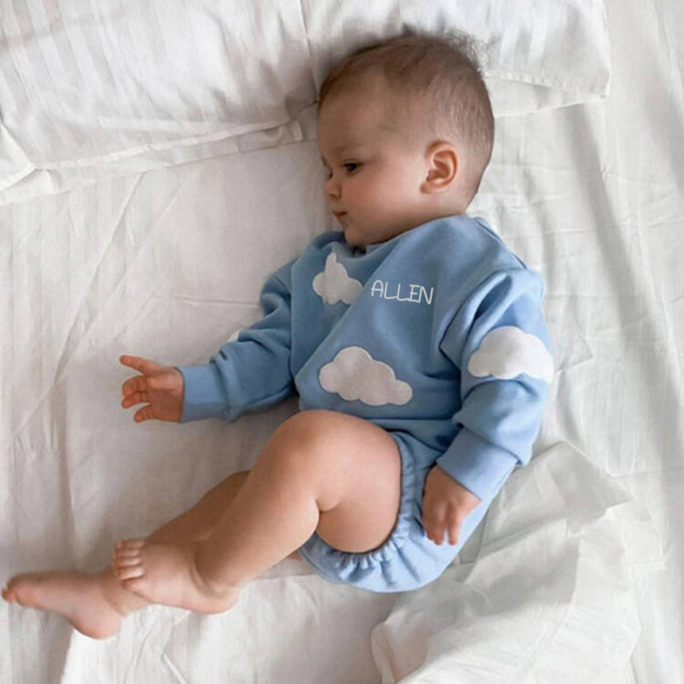 Personalized Baby Multicolor Long Sleeve Romper| BBCloth64