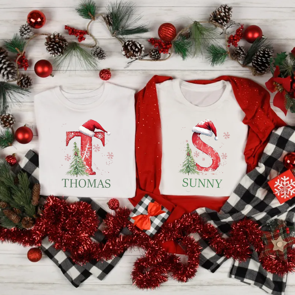 Personalized Family Christmas Monogrammed Name T-Shirt| Match0426