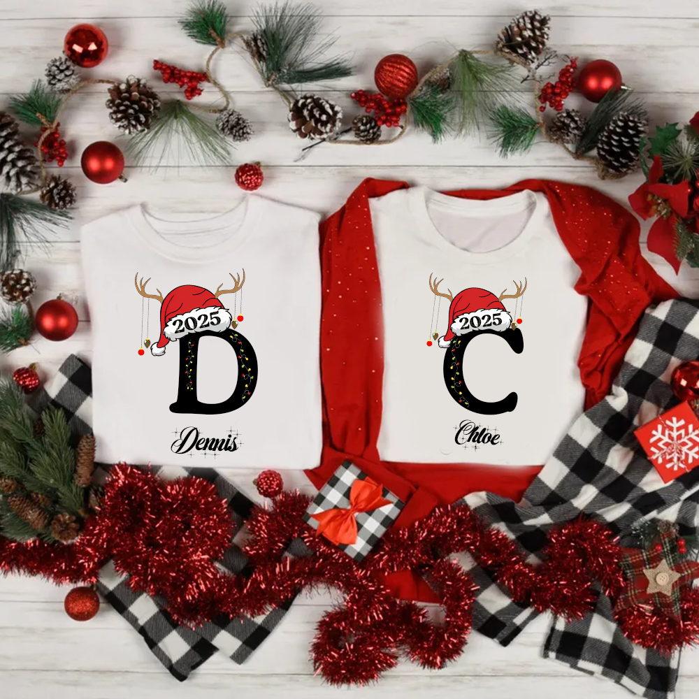 Personalized Family Christmas Monogrammed Name T-Shirt| Match0424