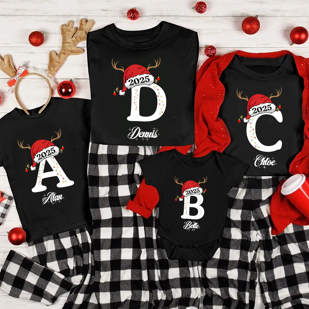 Personalized Family Christmas Monogrammed Name T-Shirt| Match0424