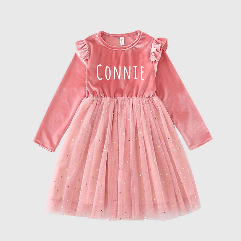 Personalized Gir Long-Sleeved Ruffled Princess Dress| Dress26