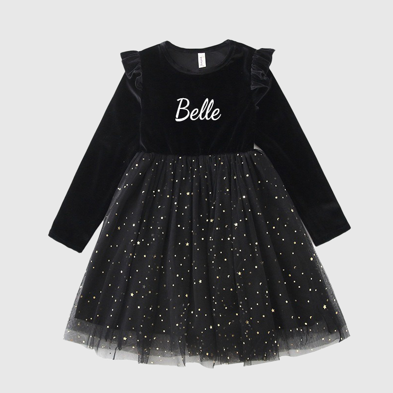 Personalized Gir Long-Sleeved Ruffled Princess Dress| Dress26