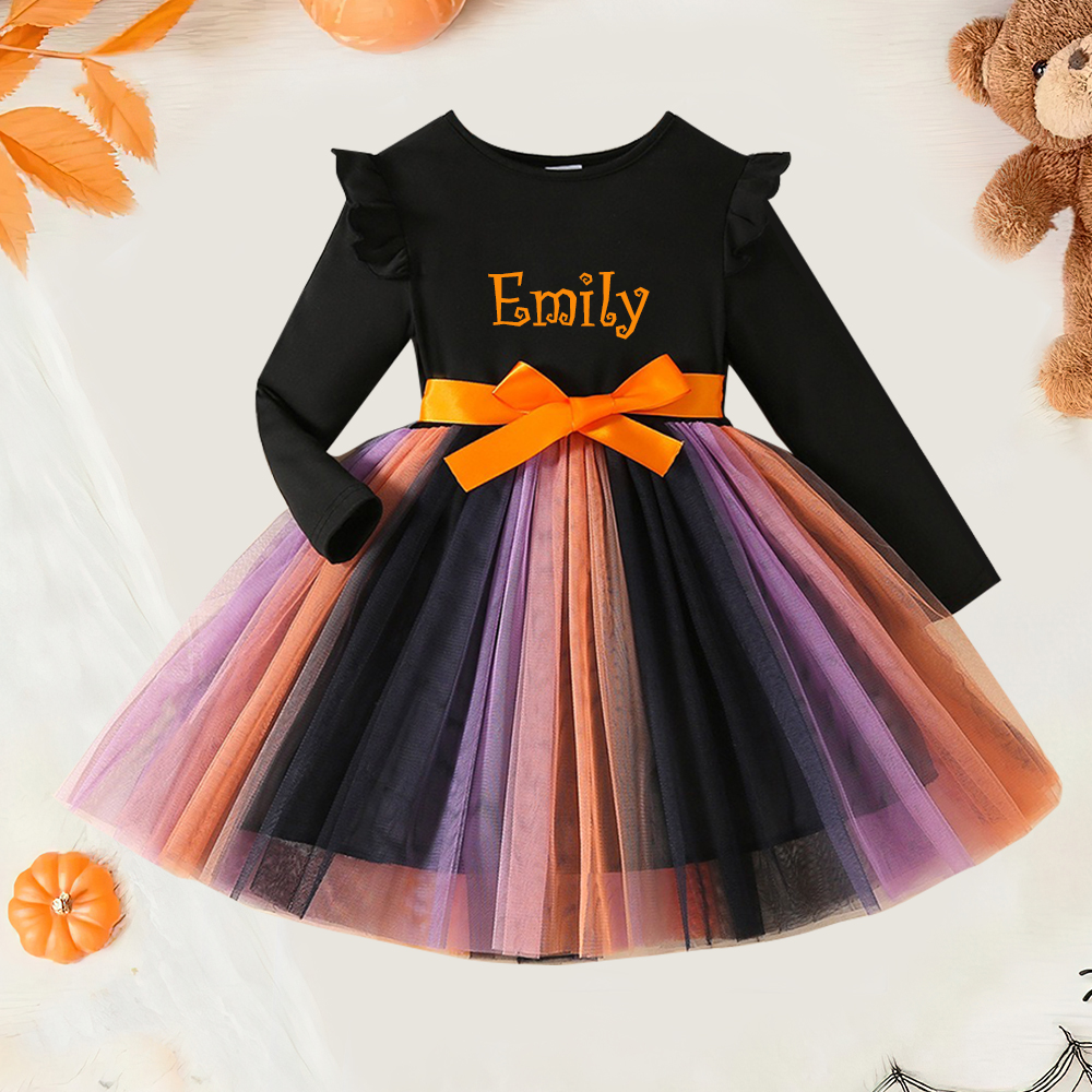 Personalized Girl Halloween Tuell Dress| YESHalloween08