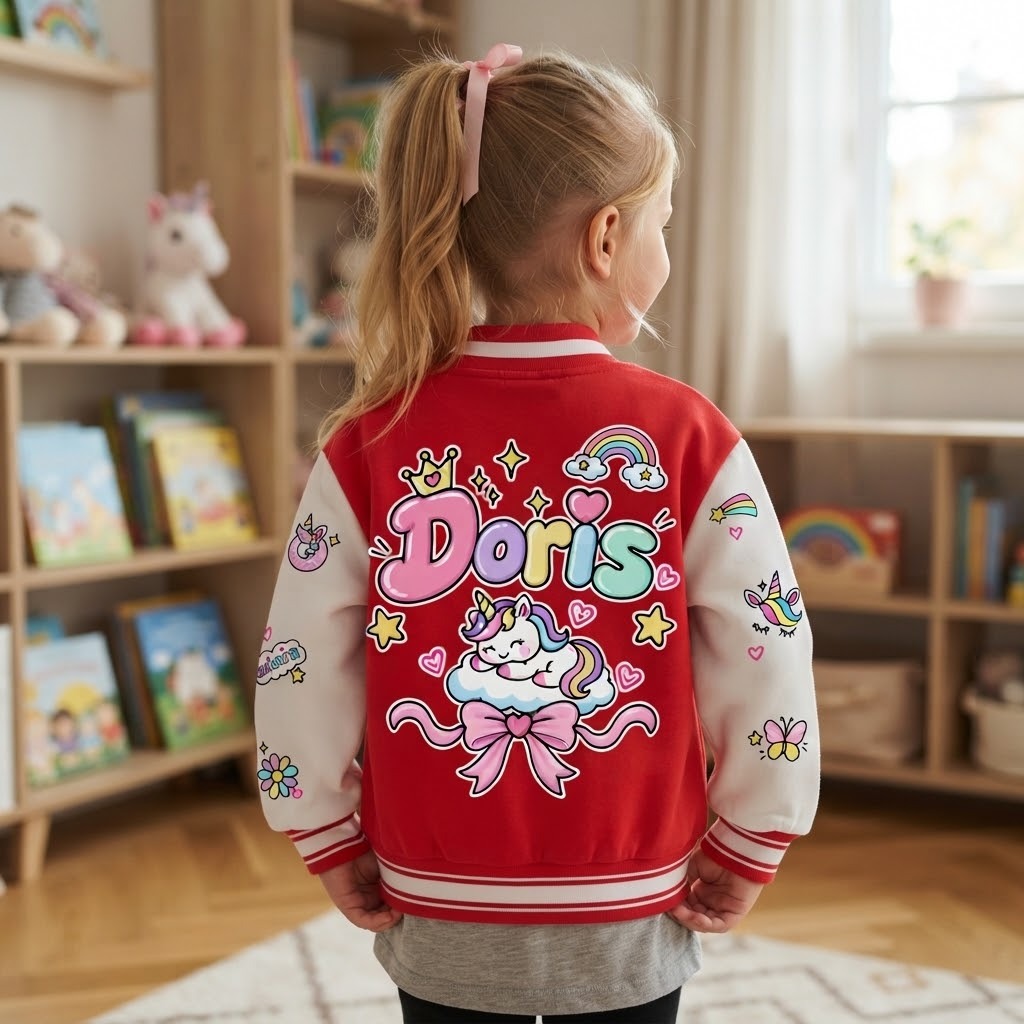 Personalized Kids Unicorn Varsity Jacket | Cloth290